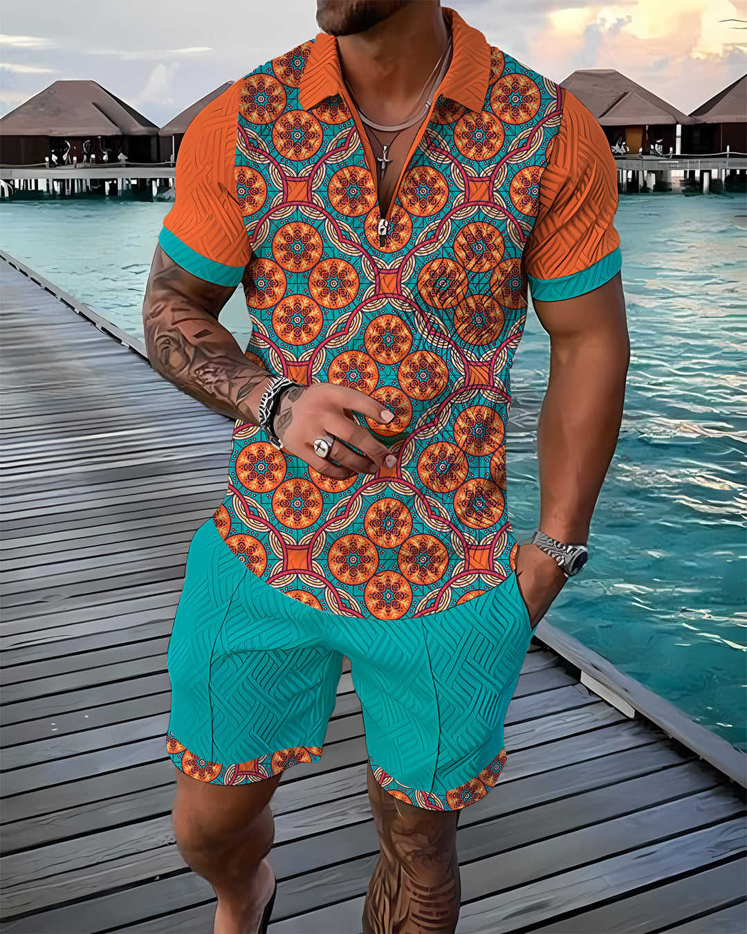Azure Polo Shirt And Shorts Co-Ord - DUVAL