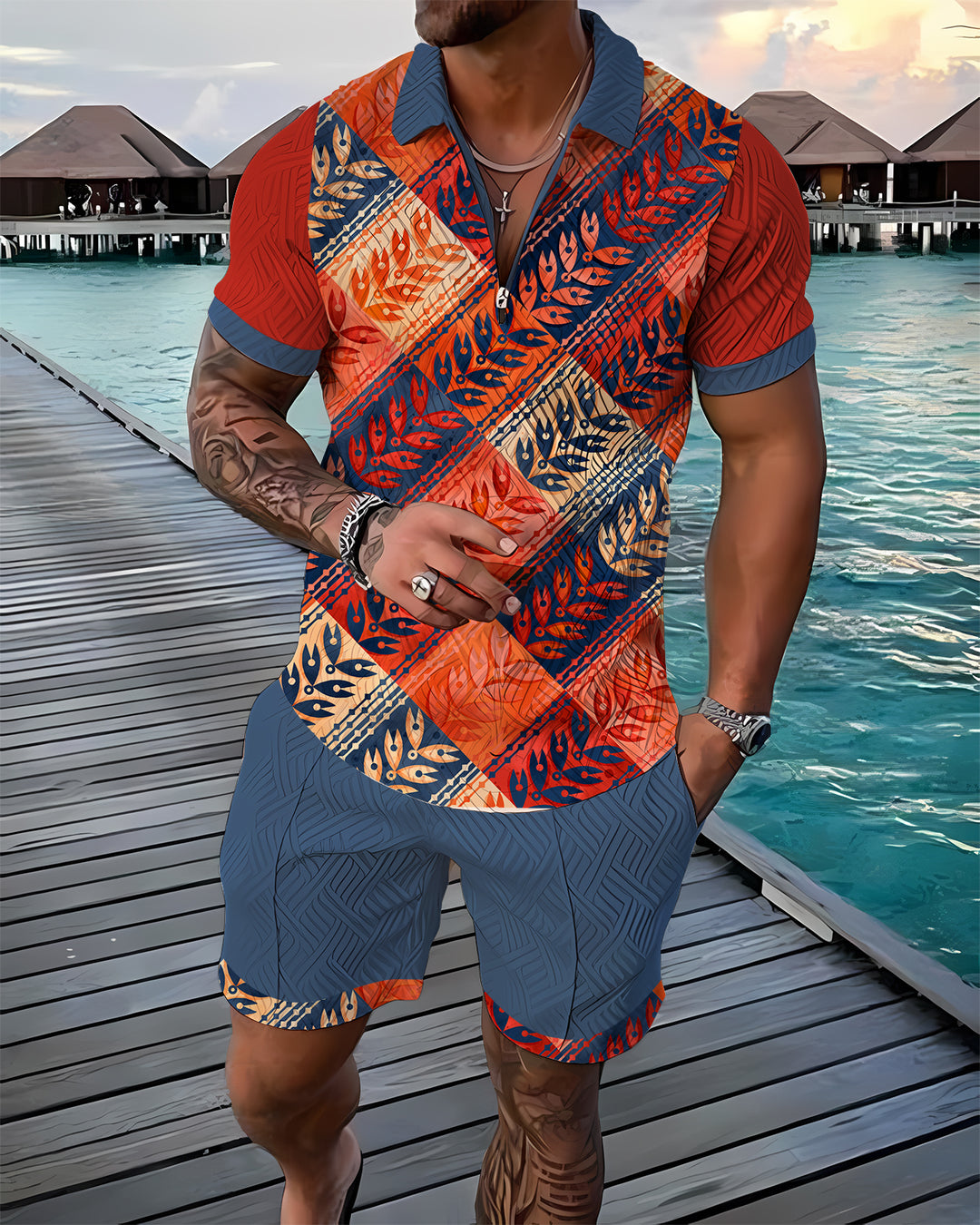 Autumn Leaves Polo Shirt And Shorts Co-Ord - DUVAL
