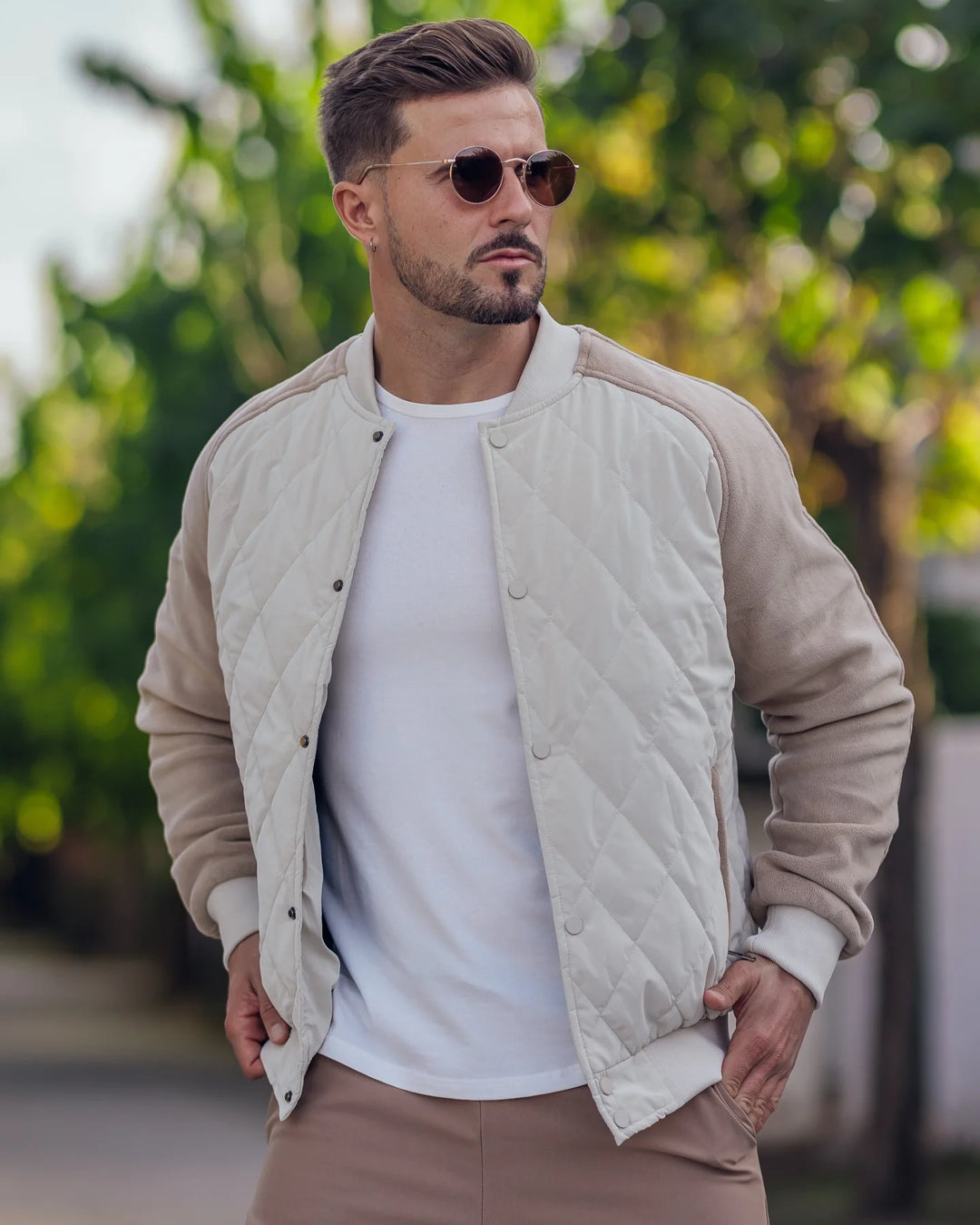 Panelled Hybrid Bomber Jacket New - DUVAL