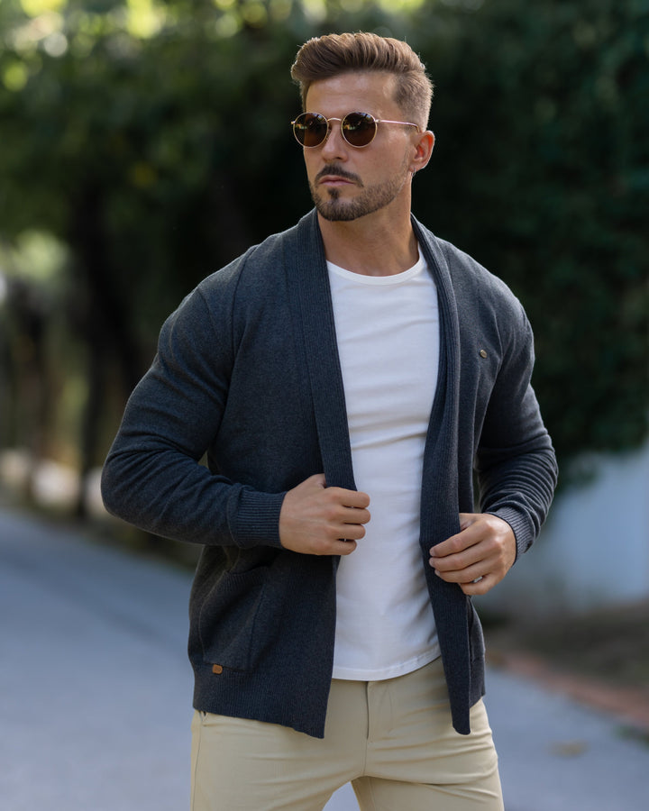 Knit Pocket Cardigan Sweater - DUVAL