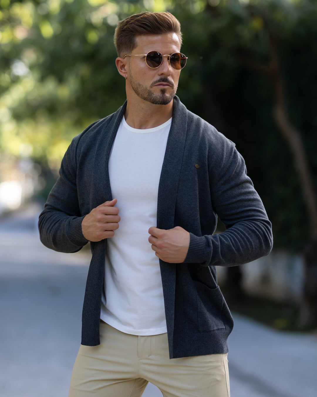 Knit Pocket Cardigan Sweater - DUVAL