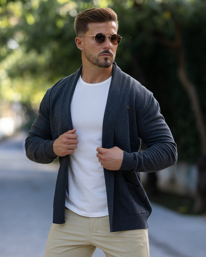 Knit Pocket Cardigan Sweater - DUVAL