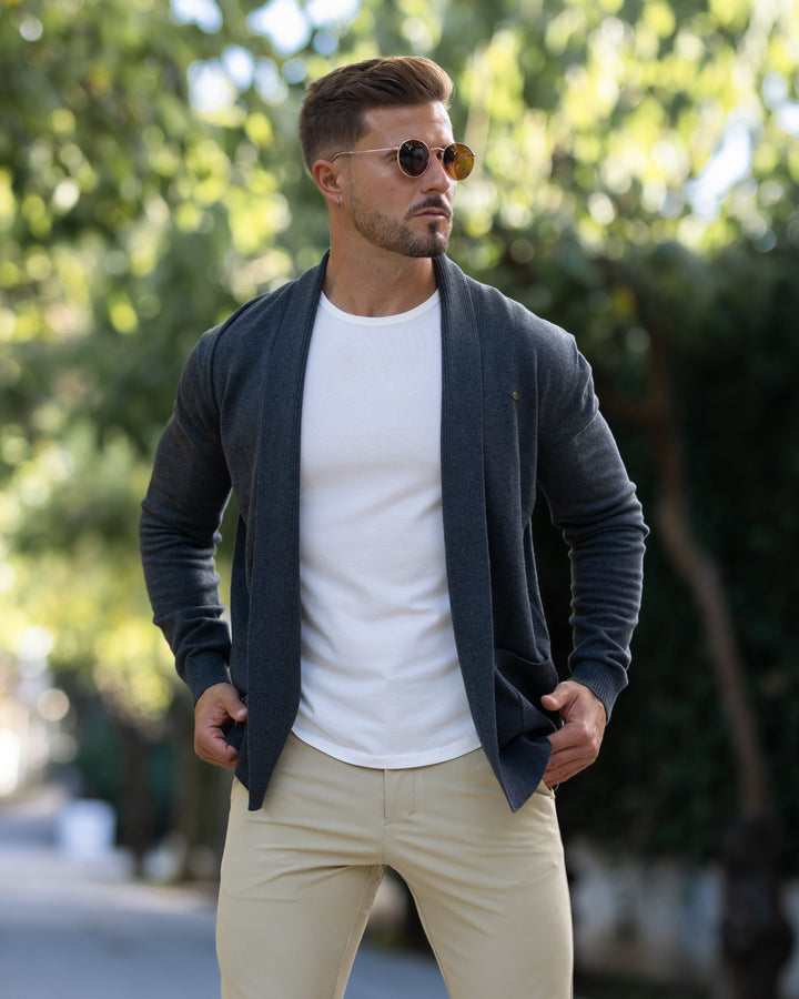 Knit Pocket Cardigan Sweater - DUVAL