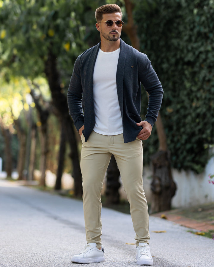 Knit Pocket Cardigan Sweater - DUVAL
