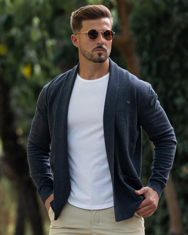 Knit Pocket Cardigan Sweater - DUVAL