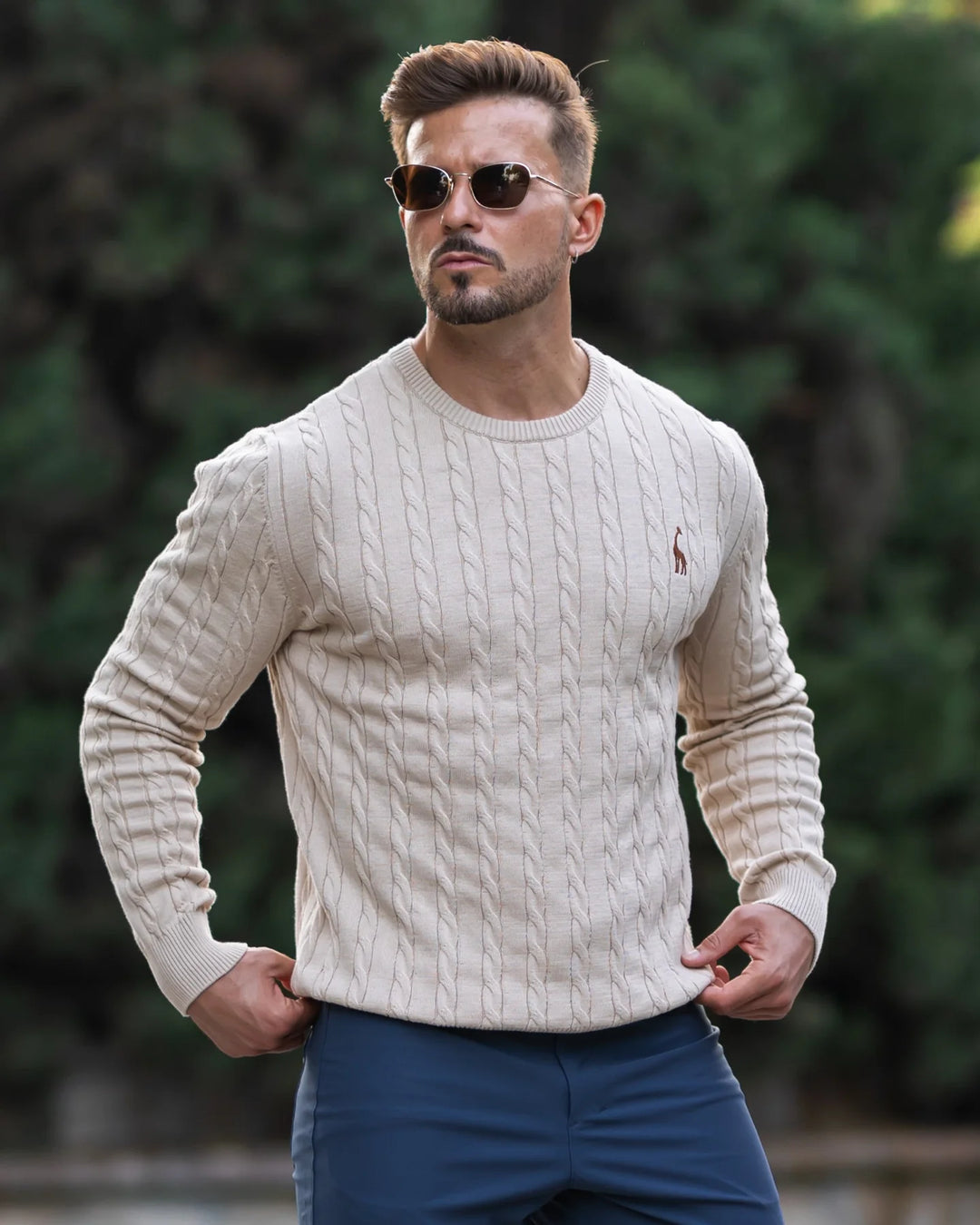 Giraffe Cable Knit Sweater - DUVAL
