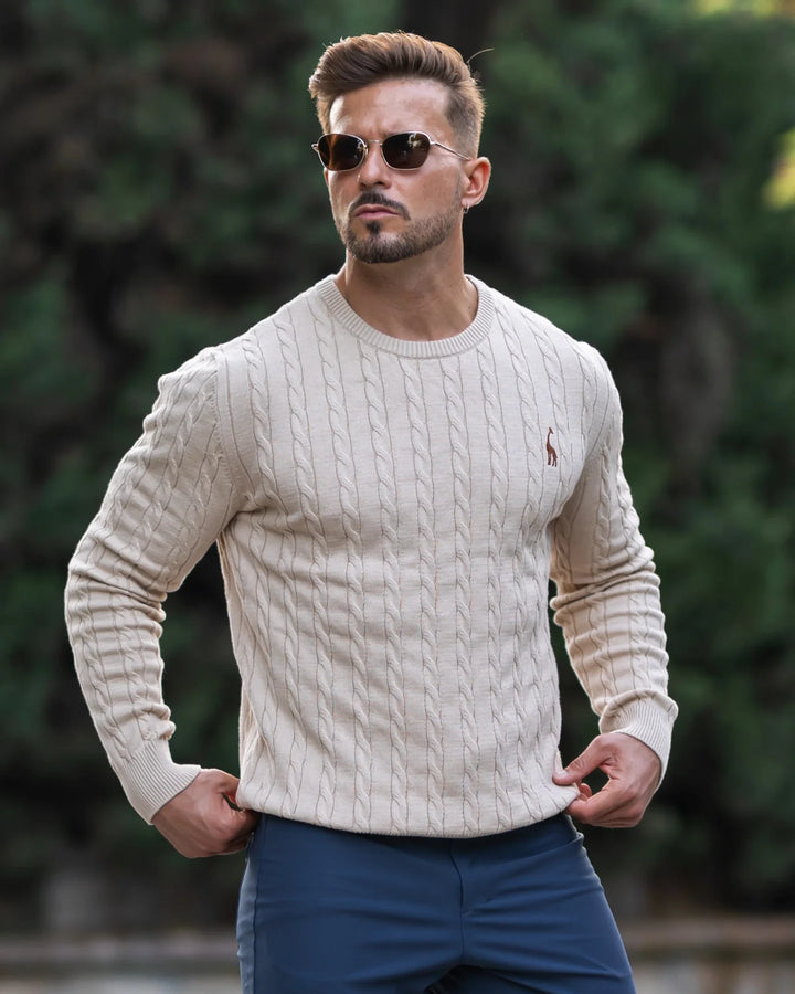 Giraffe Cable Knit Sweater - DUVAL