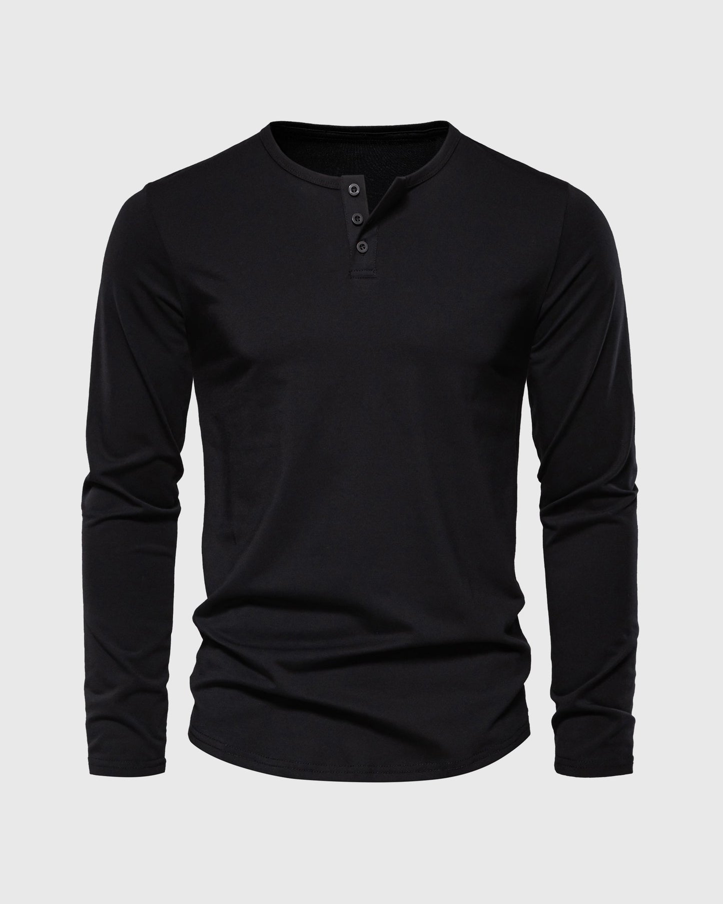 All Day Elite Henley Curve-Hem Stretch Long Sleeve