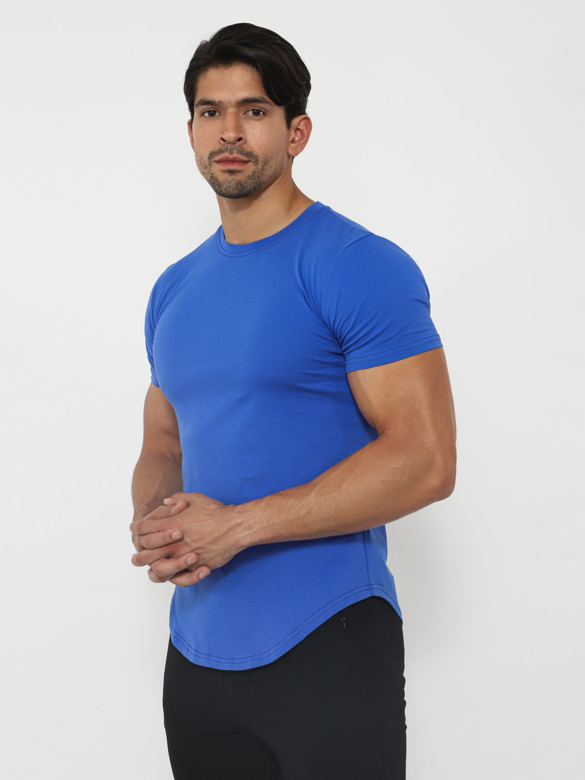 Kore Curved Hem T-shirt True Muscle Fit Crew Neck