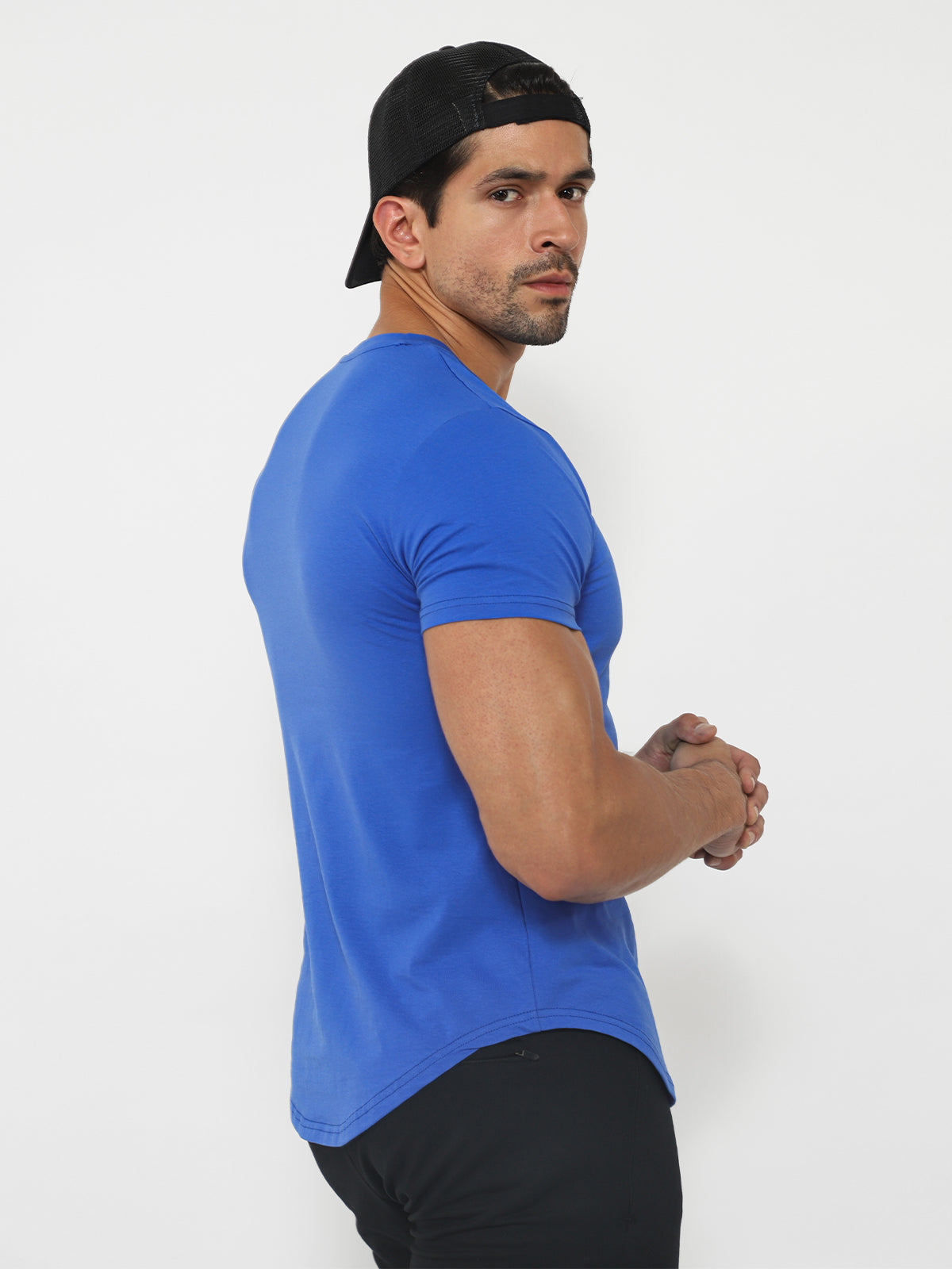 Kore Curved Hem T-shirt Muscle Fit Crew Neck-New