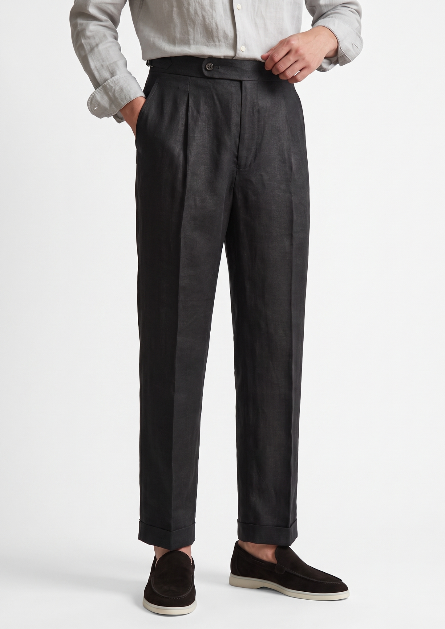 Tuscany Pleated Coastal Trousers - Black