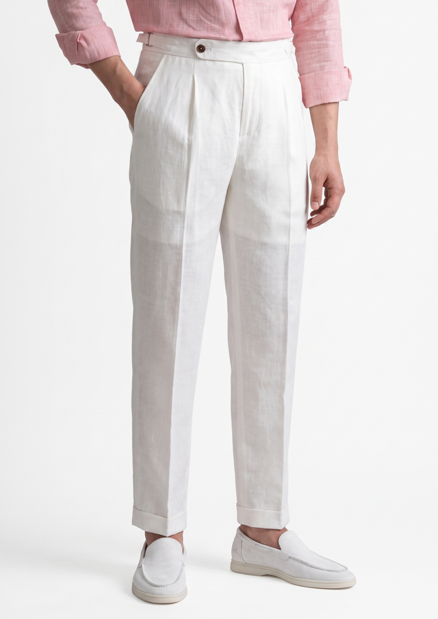 Valente Pleated Coastal Trousers - White