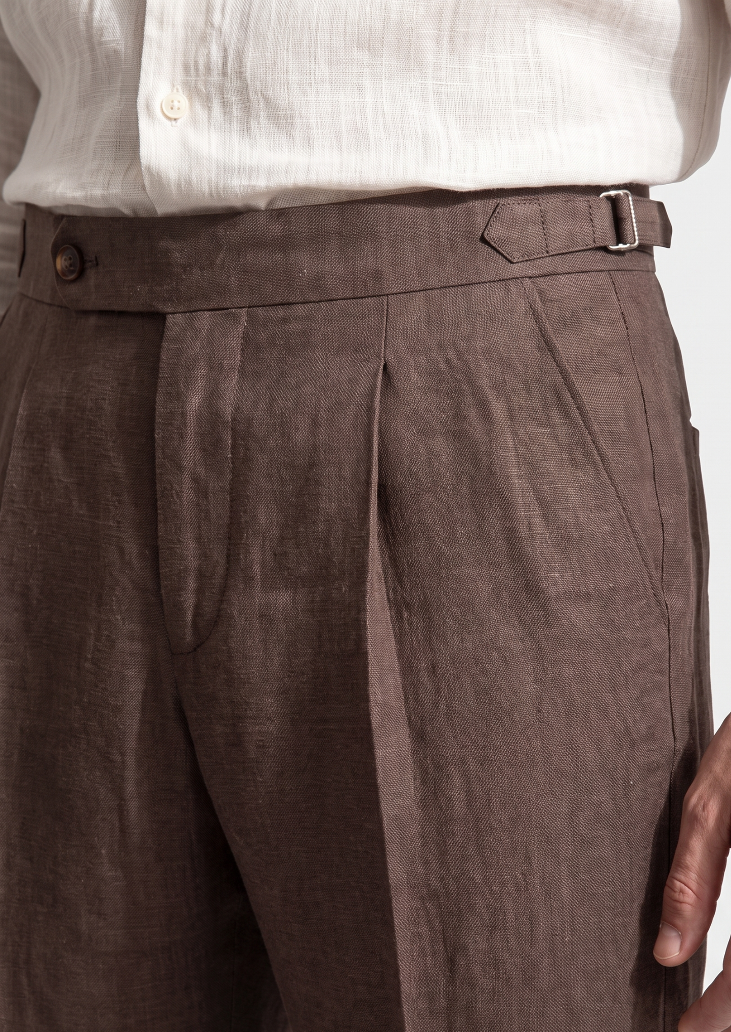 Tuscany Pleated Coastal Trousers - Dark Brown