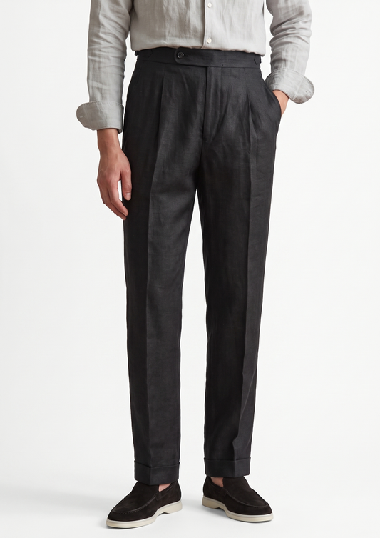 Tuscany Pleated Coastal Trousers - Black