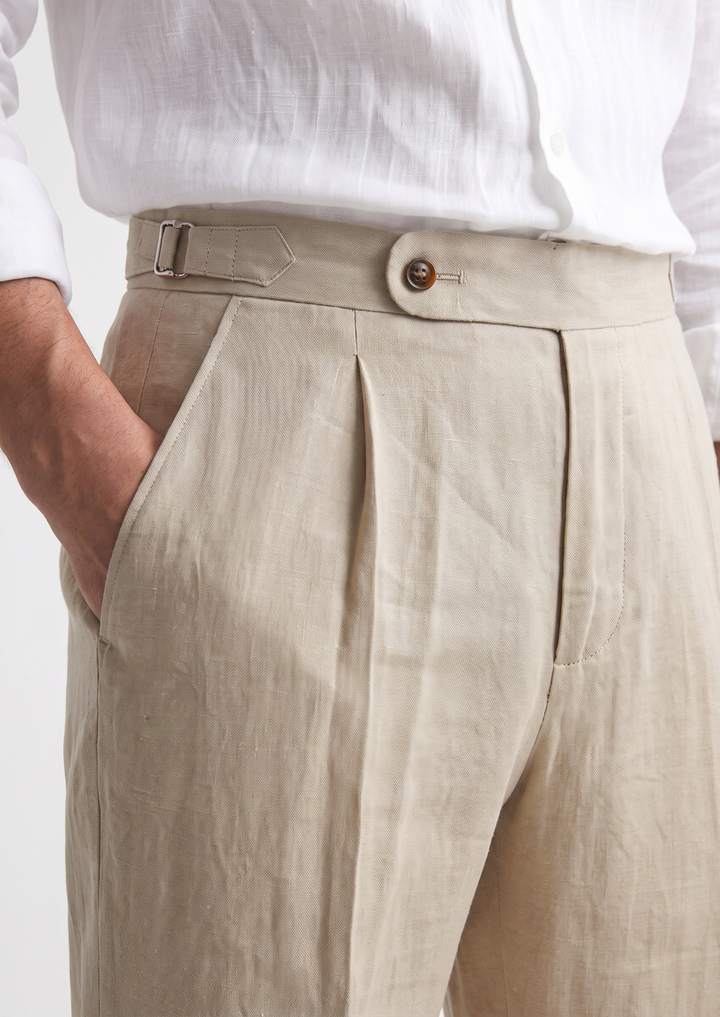 Valente Pleated Coastal Trousers - Sand