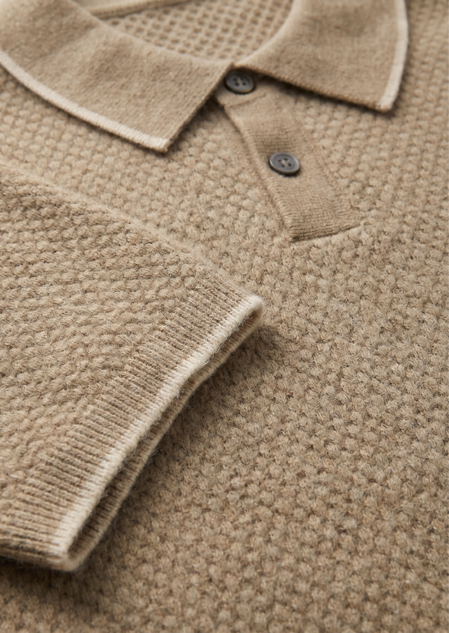 Premium Cashmere Beige Two-Tone Polo