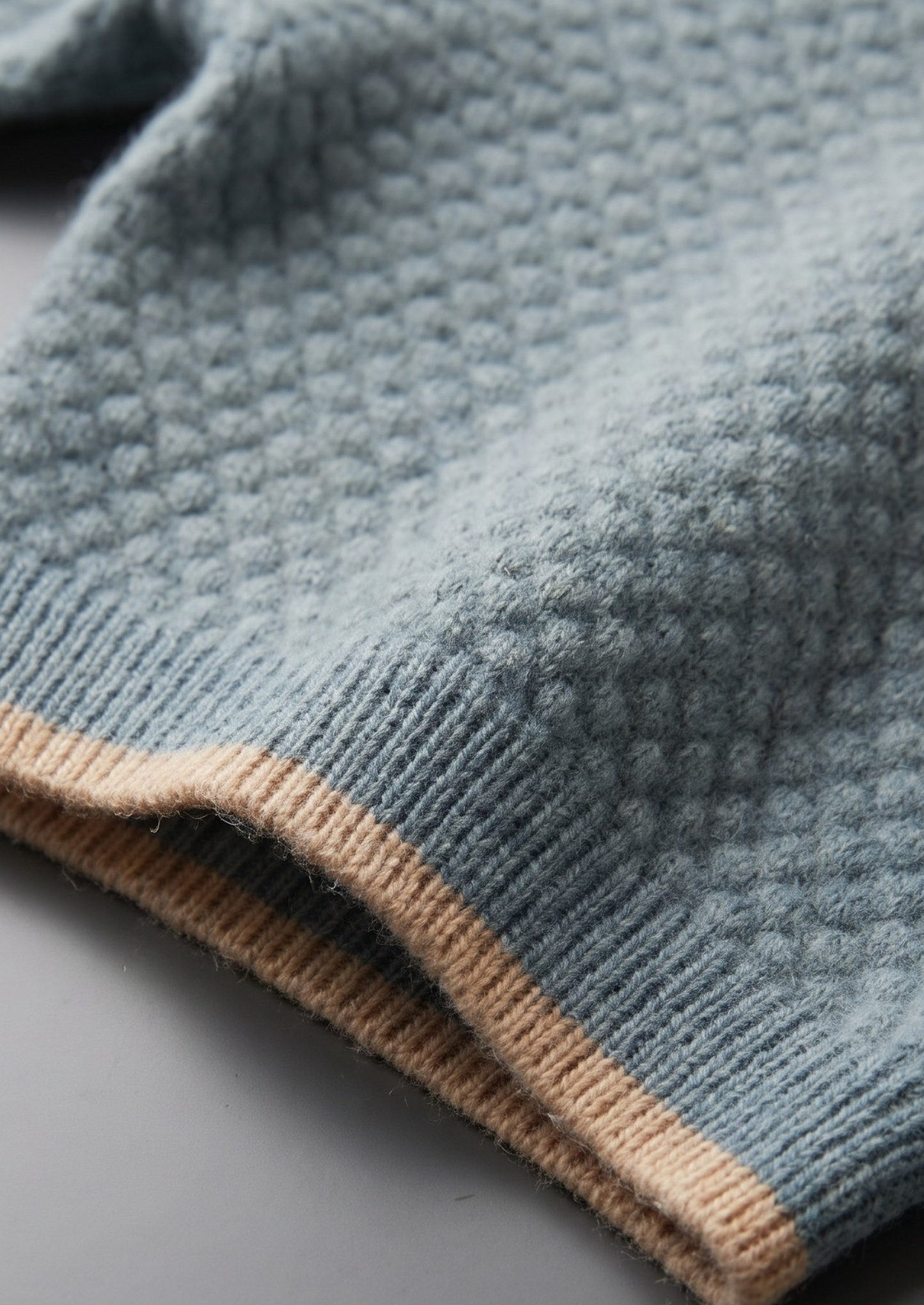 Premium Cashmere Sea Blue Two-Tone Polo