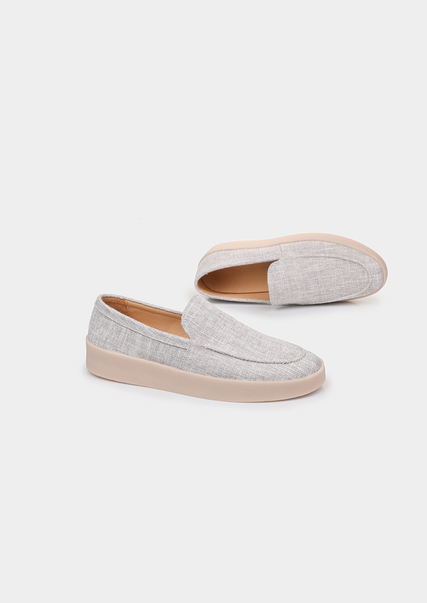 Gray Linen City Loafers