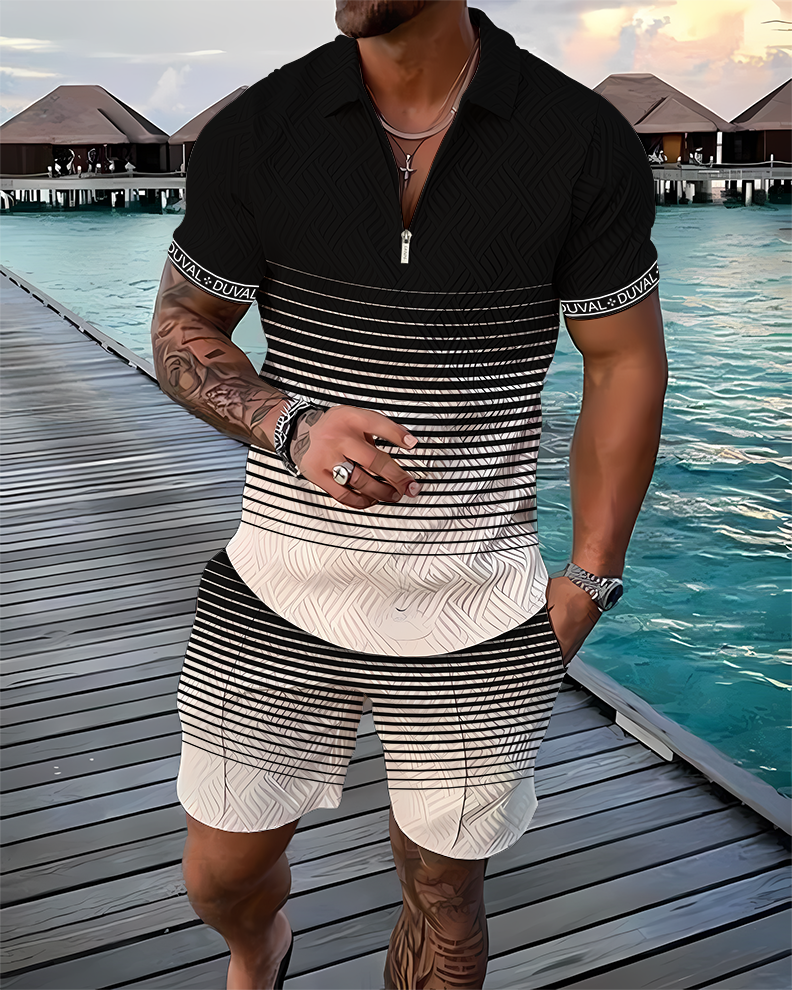 Darkness Taped Polo Shirt And Shorts Co-Ord - DUVAL
