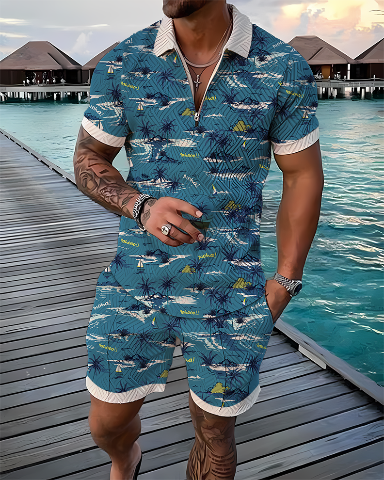 Aloha Polo Shirt And Shorts Co-Ord - DUVAL