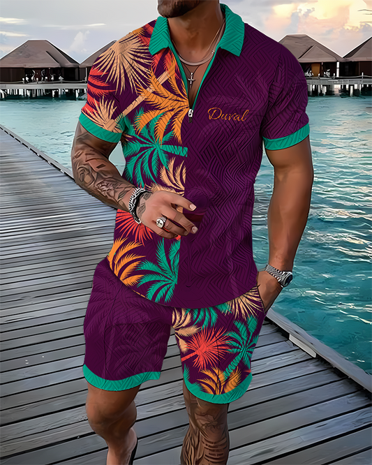 Purple Palms DUVAL Polo Shirt And Shorts Co-Ord