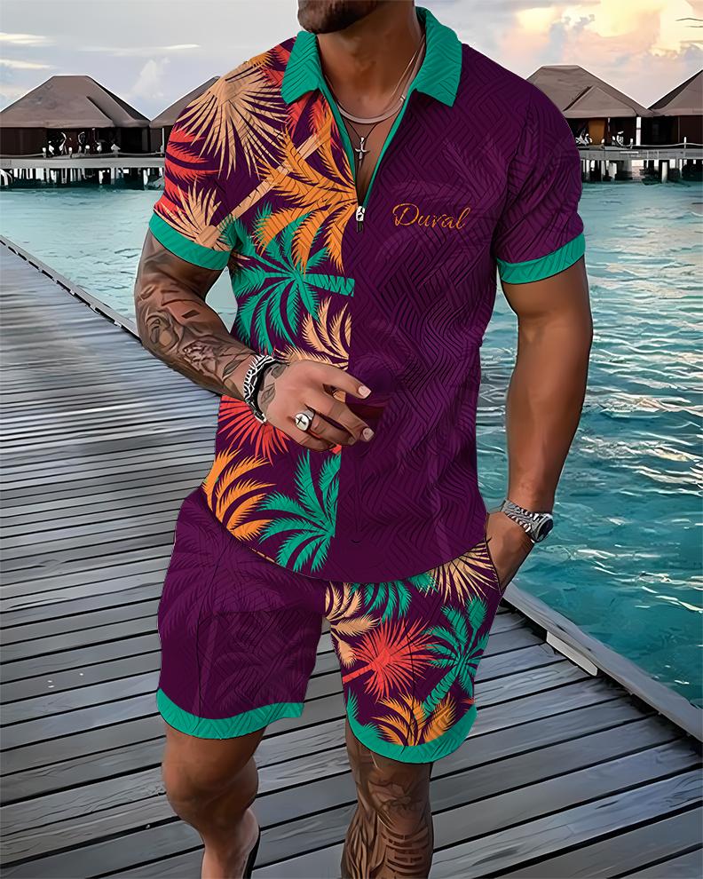 Purple Palms DUVAL Polo Shirt And Shorts Co-Ord - DUVAL