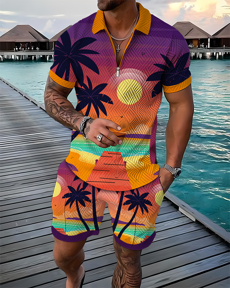 Cancun Afternoon Polo Shirt And Shorts Co-Ord