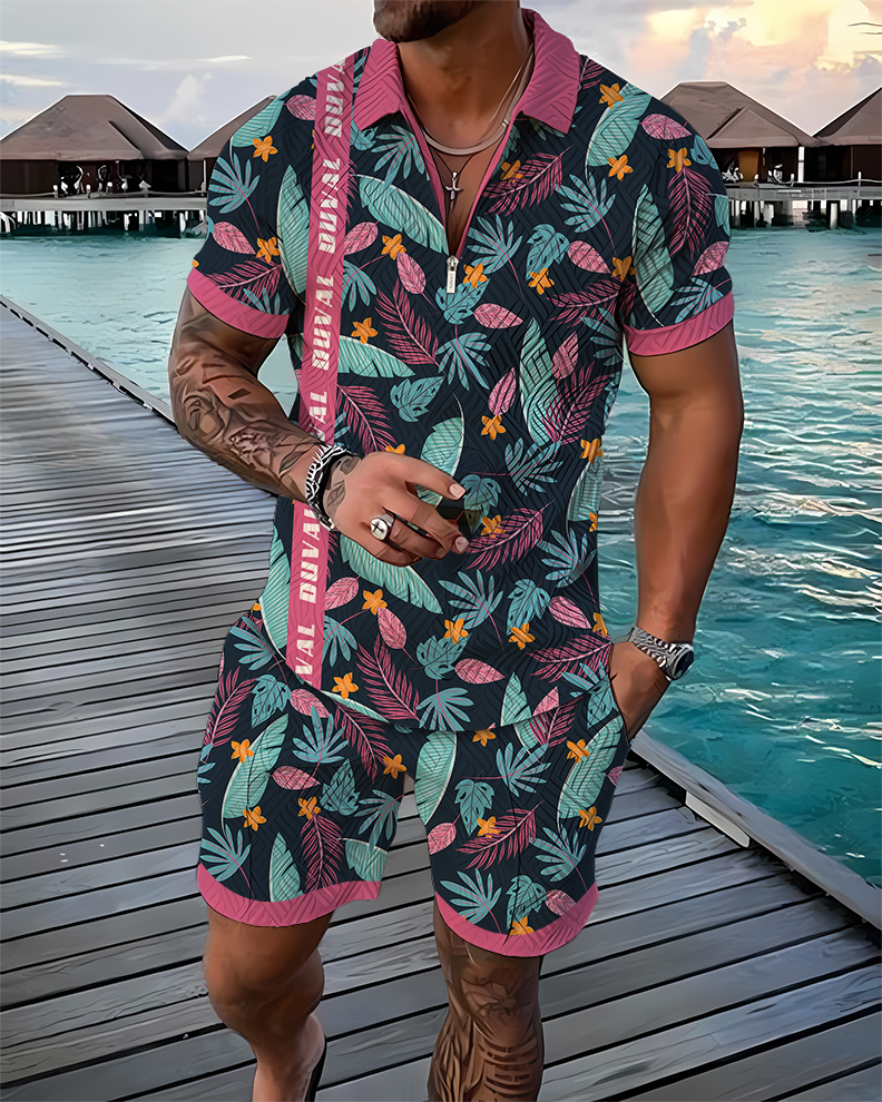 Skybreeze Taped Polo Shirt And Shorts Co-Ord - DUVAL