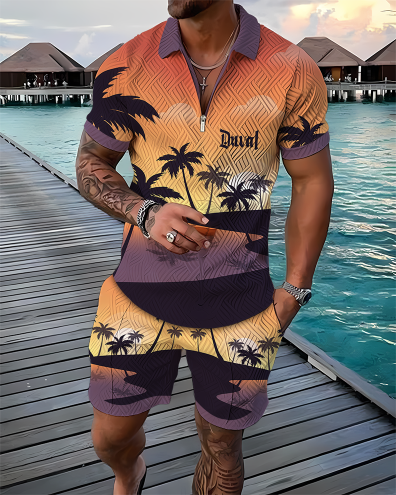 Sundown Polo Shirt And Shorts Co-Ord - DUVAL