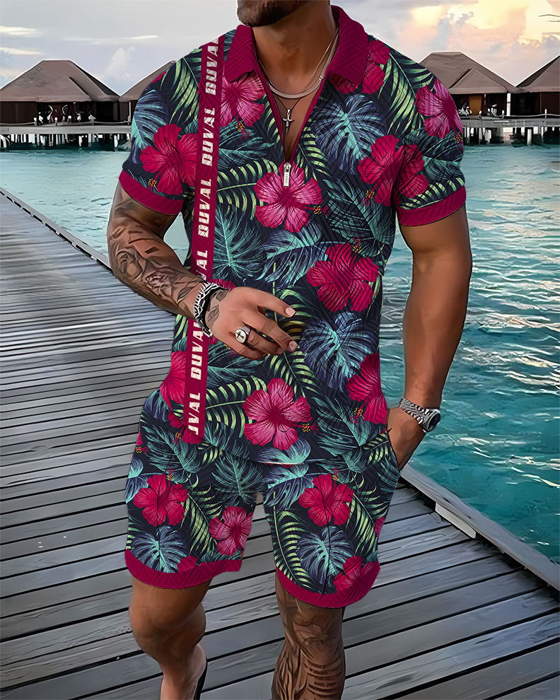 Rose Dial Duval Taped Polo Shirt And Shorts Co-Ord - DUVAL