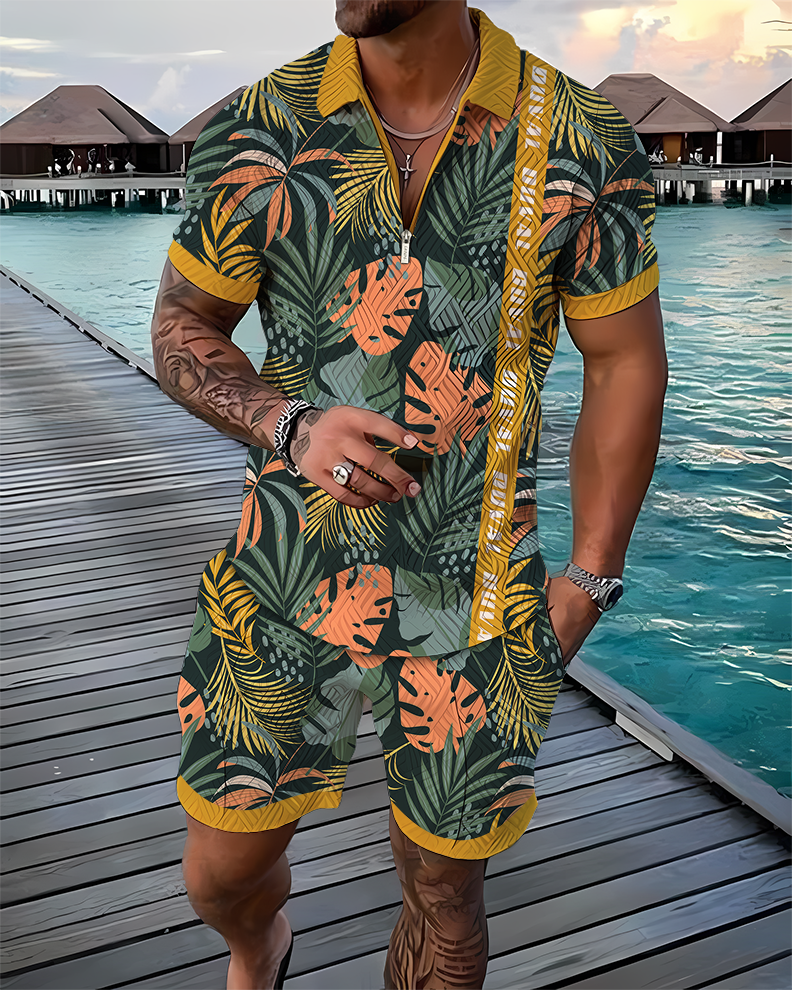 Palmate Polo Shirt And Shorts Co-Ord - DUVAL