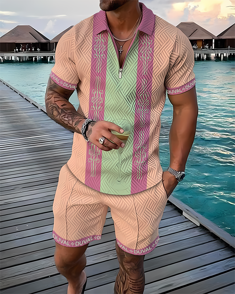 King's Couture Polo Shirt And Shorts Co-Ord - DUVAL