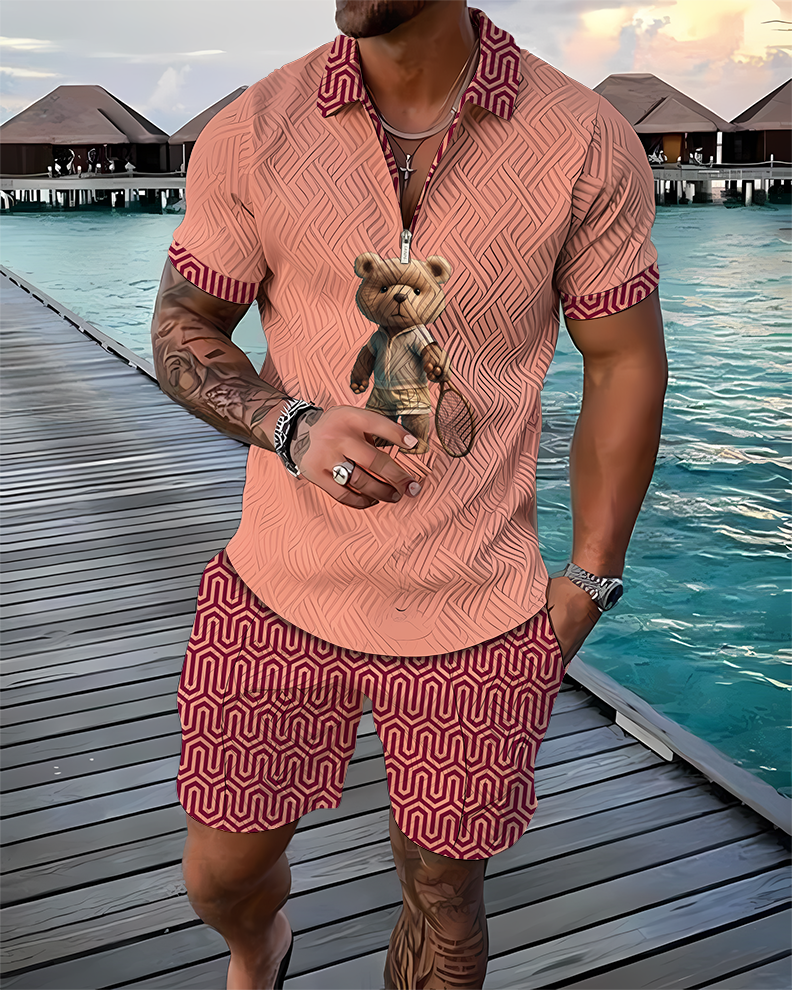 Tennis Bear Polo Shirt And Shorts Co-Ord - DUVAL
