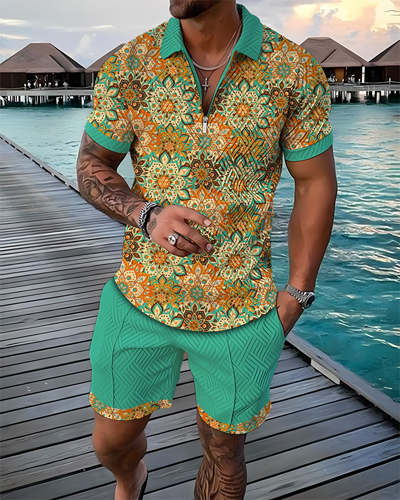 Floret Polo Shirt And Shorts Co-Ord - DUVAL