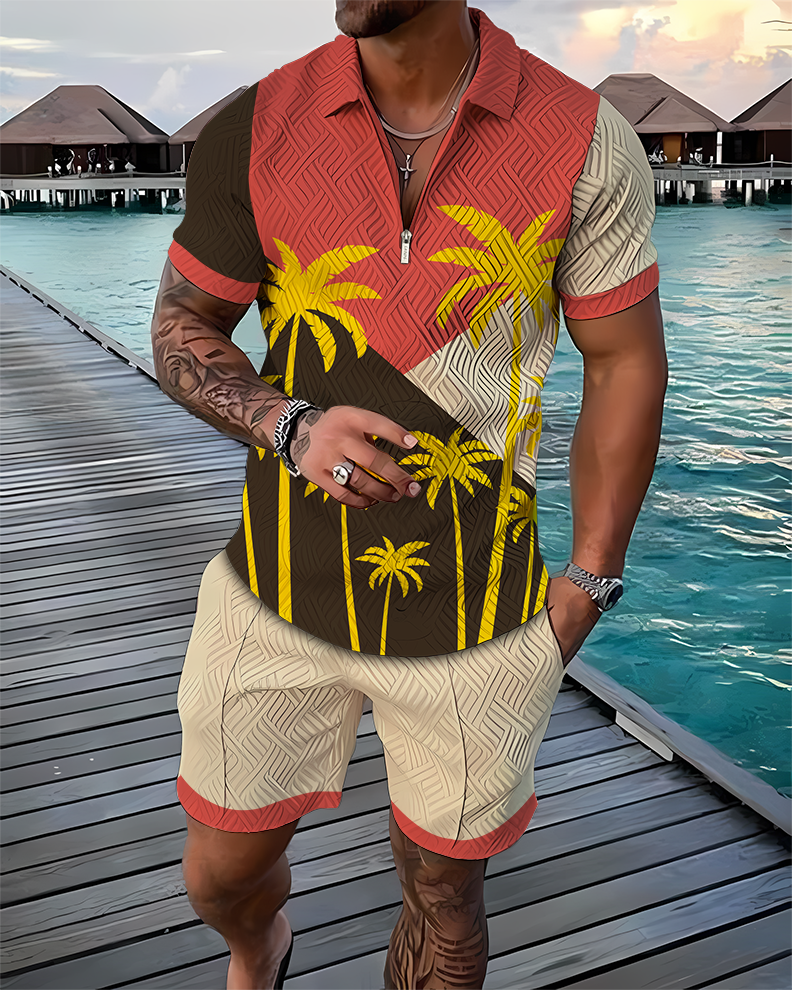 Casablanca Palms Polo Shirt And Shorts Co-Ord - DUVAL