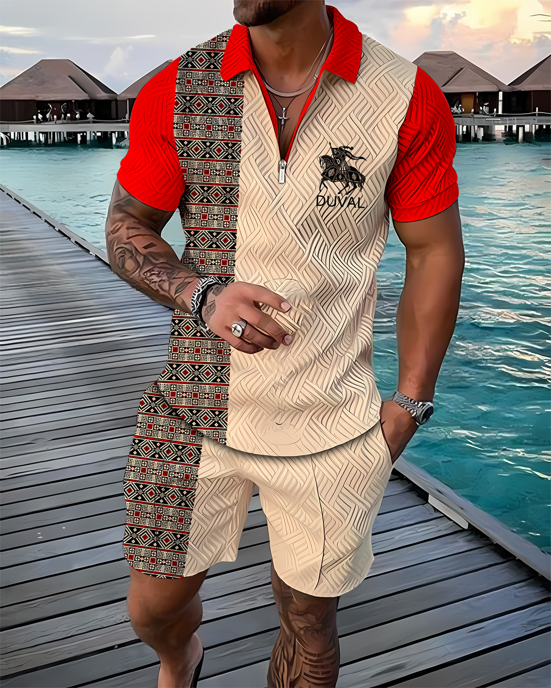 Lucius Traveler Polo Shirt And Shorts Co-Ord - DUVAL