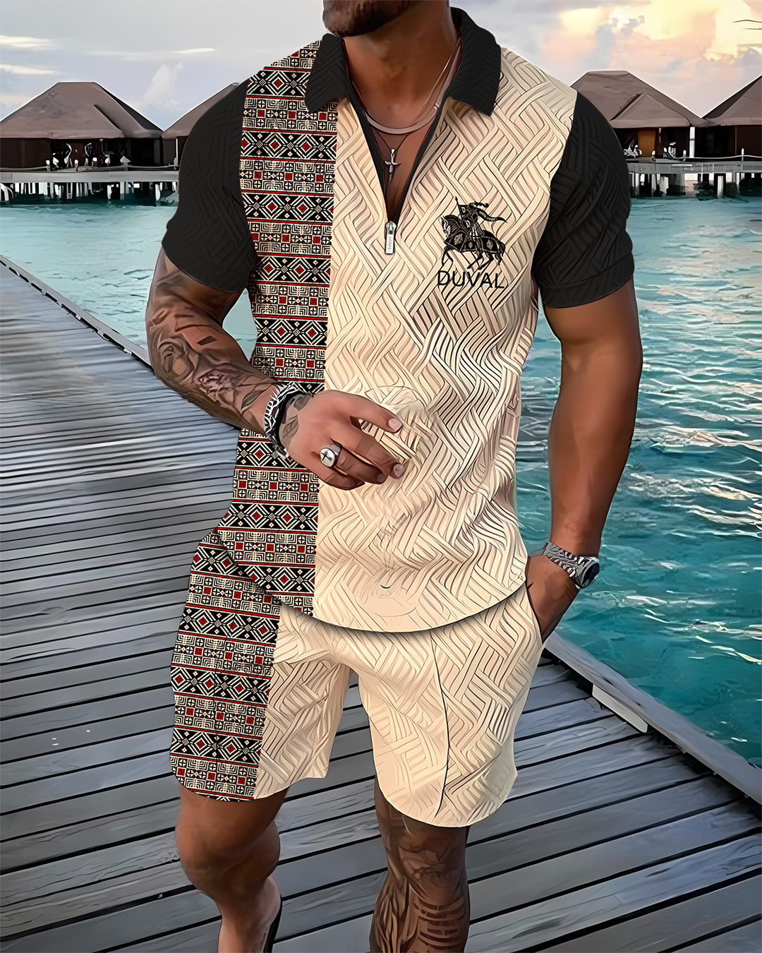 Lucius Traveler Polo Shirt And Shorts Co-Ord - DUVAL