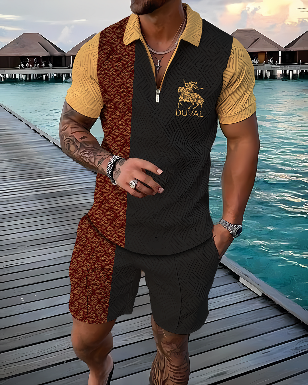 Hawke Traveler Polo Shirt And Shorts Co-Ord - DUVAL