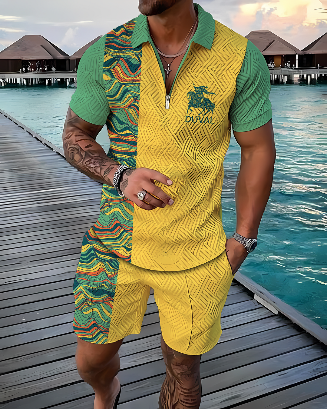 Everett Traveler Polo Shirt And Shorts Co-Ord - DUVAL