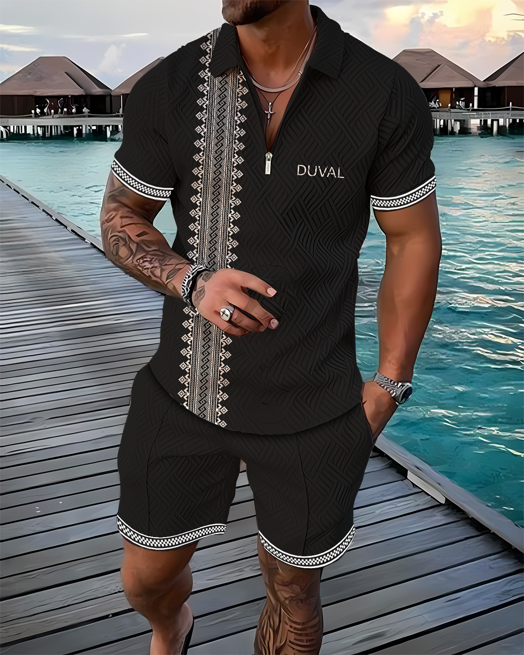 Optic Traveler Polo Shirt And Shorts Co-Ord - DUVAL