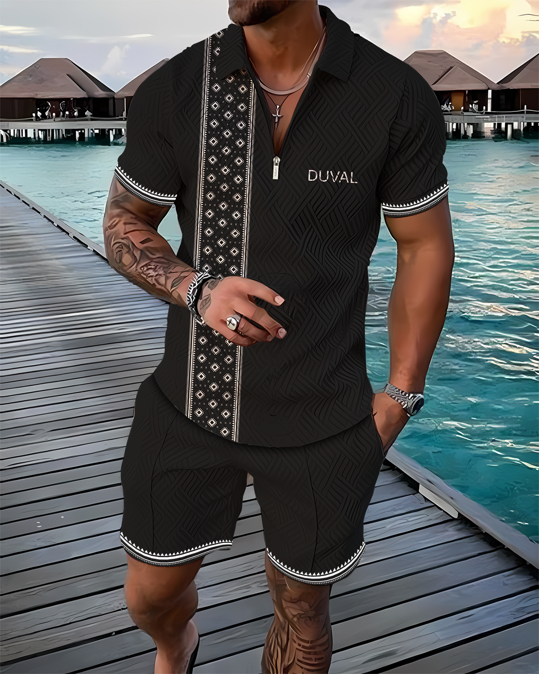 Shadow Traveler Polo Shirt And Shorts Co-Ord - DUVAL