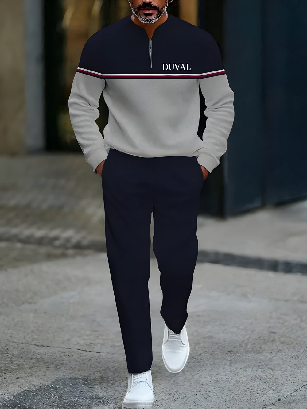 Long Sleeve Zipper Two-piece Set - DUVAL