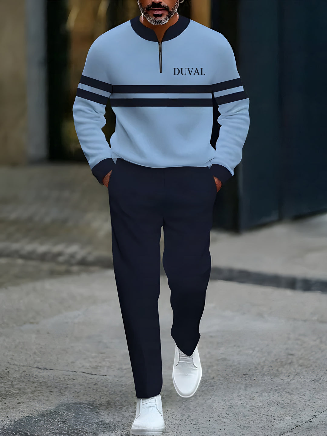 Long Sleeve Zipper Two-piece Set - DUVAL