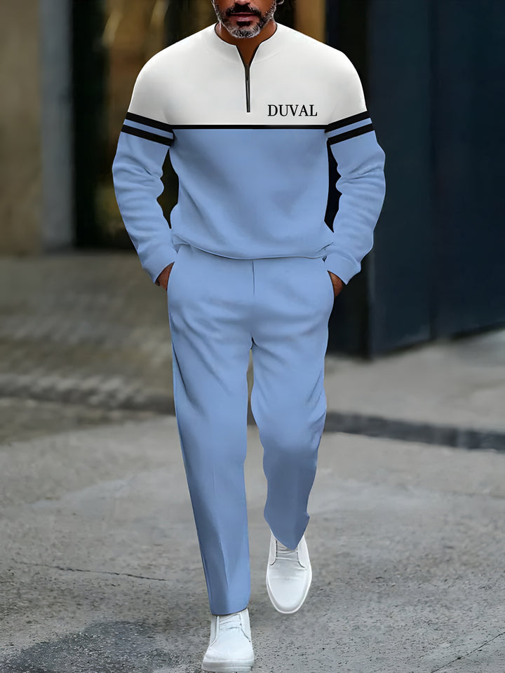 Zipper Long Sleeve Long Pants Two-Piece Set - DUVAL