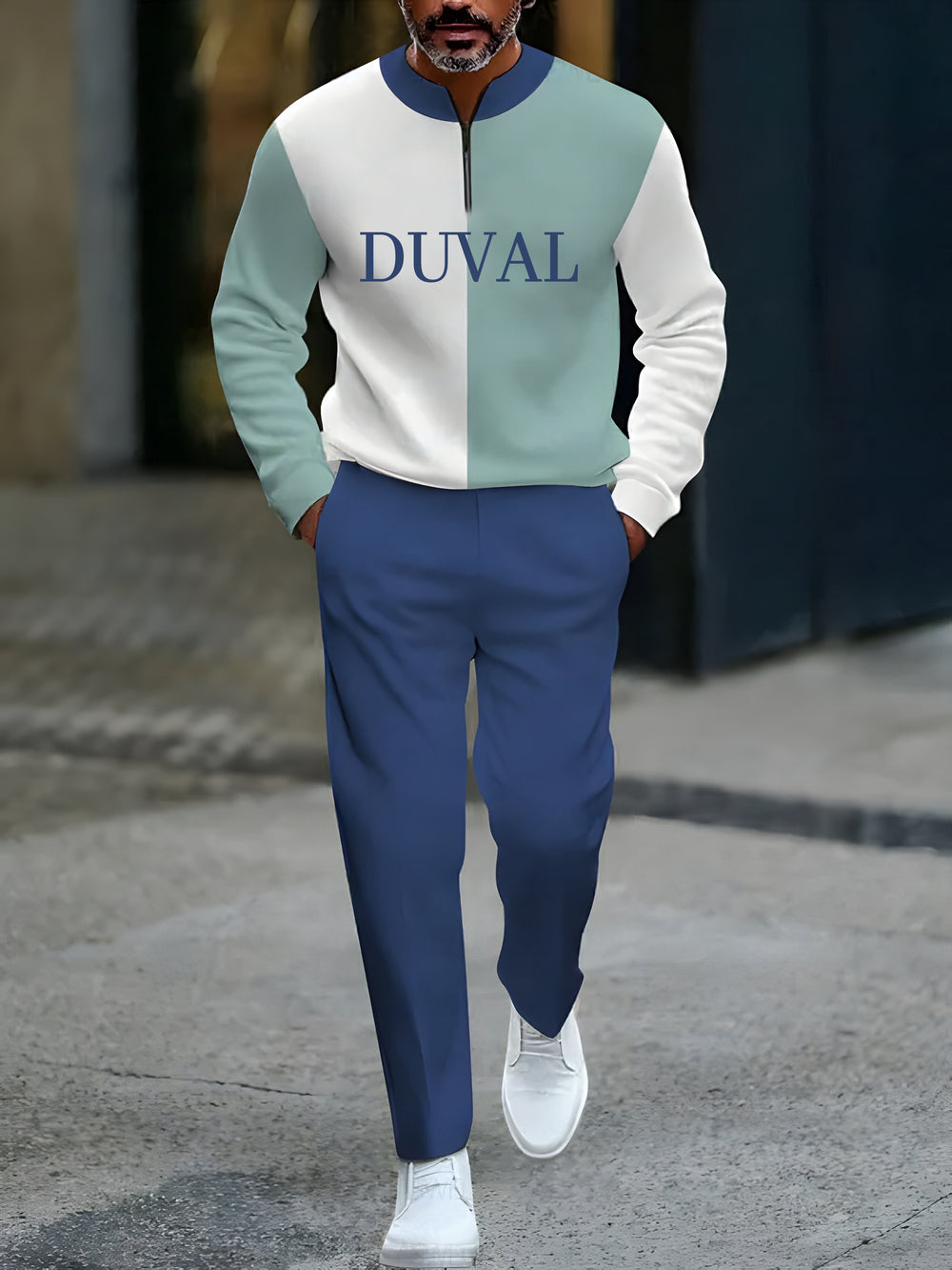 Long Sleeve Zipper Two-piece Set - DUVAL