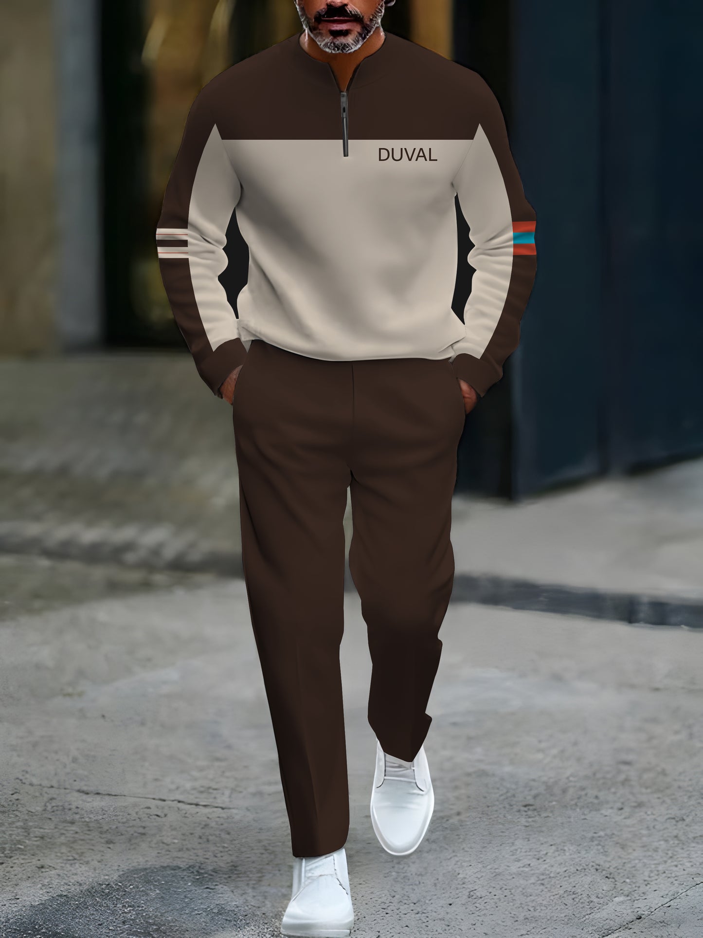 Zipper Long Sleeve Long Pants Two-Piece Set