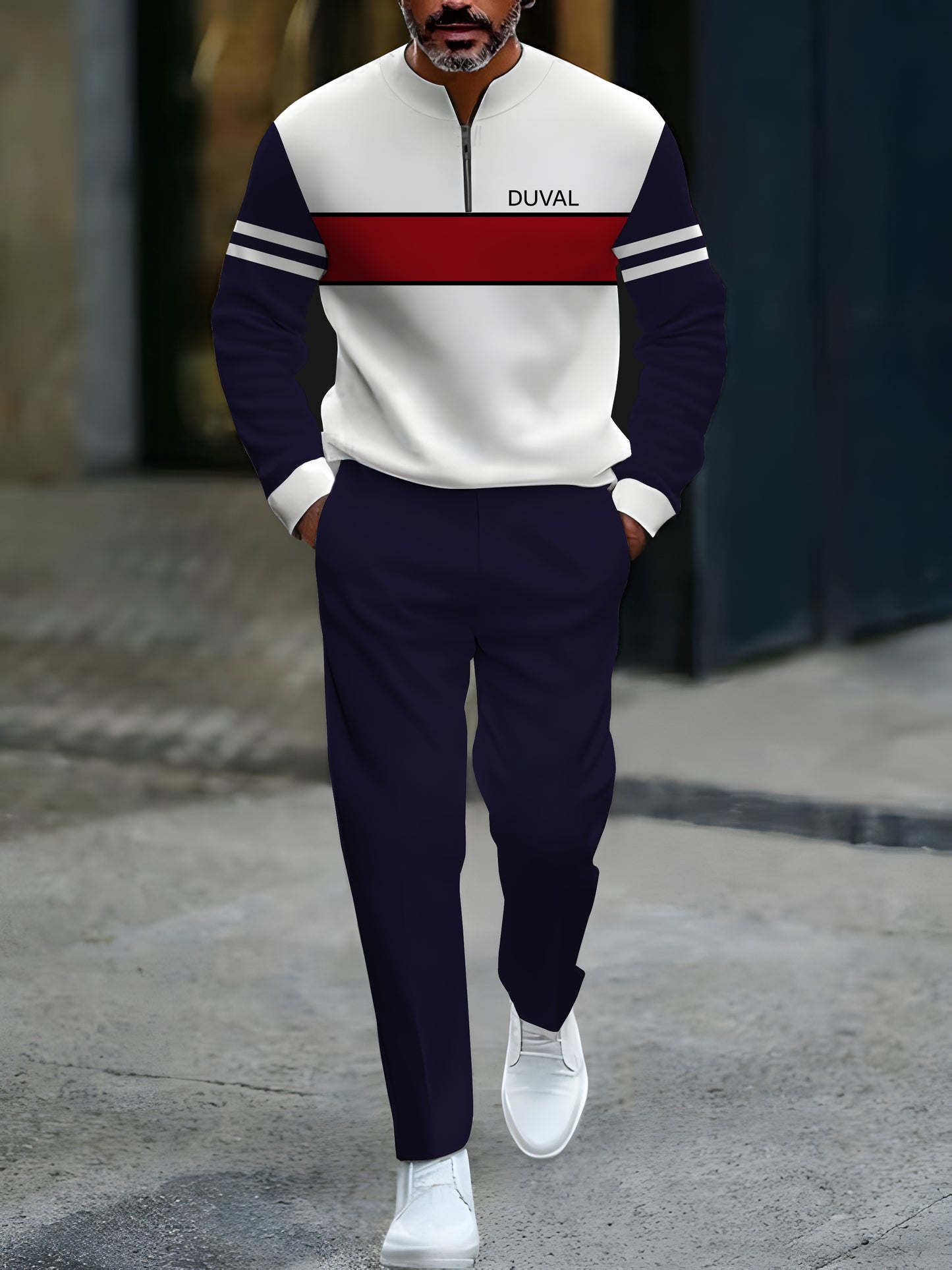 Zipper Long Sleeve Long Pants Two-Piece Set