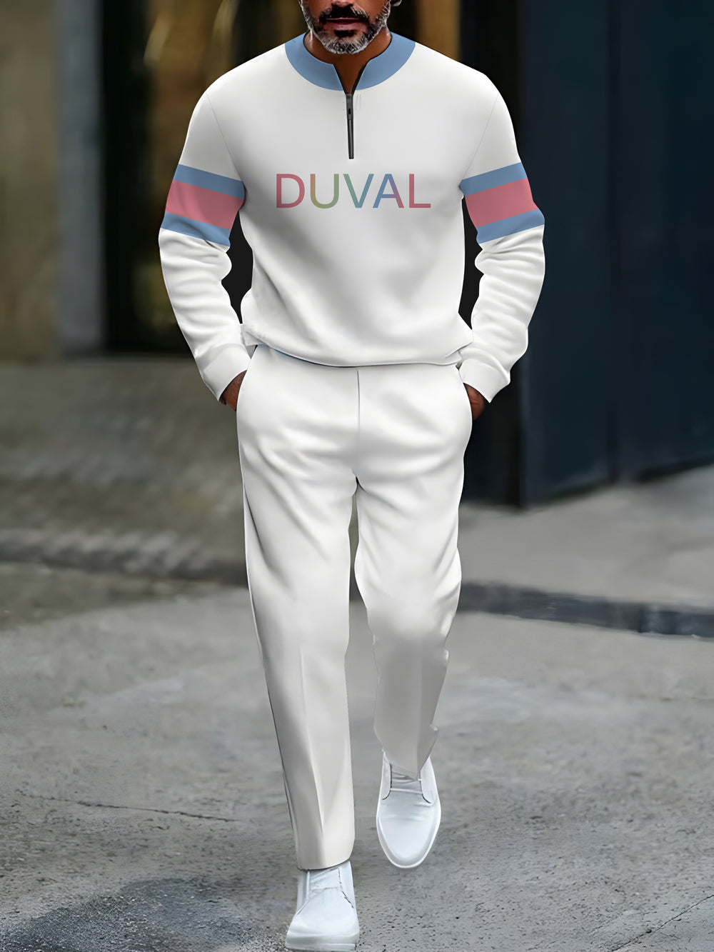 Zipper Long Sleeve Long Pants Two-Piece Set - DUVAL