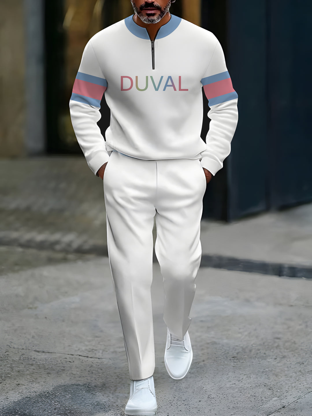 Zipper Long Sleeve Long Pants Two-Piece Set - DUVAL