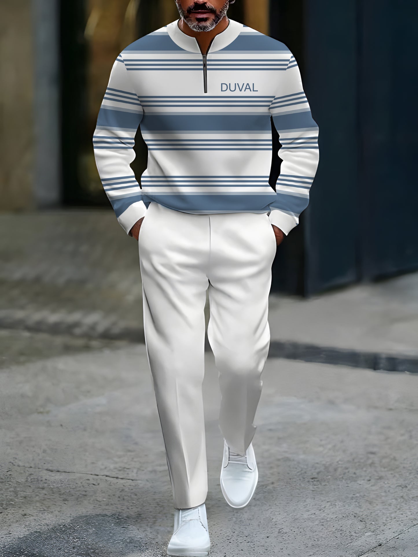 Zipper Long Sleeve Long Pants Two-Piece Set